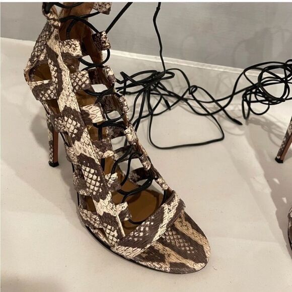 AQUAZZURA FIRENZE Gladiator - Snakeskin print stiletto heels - Picture 3 of 15